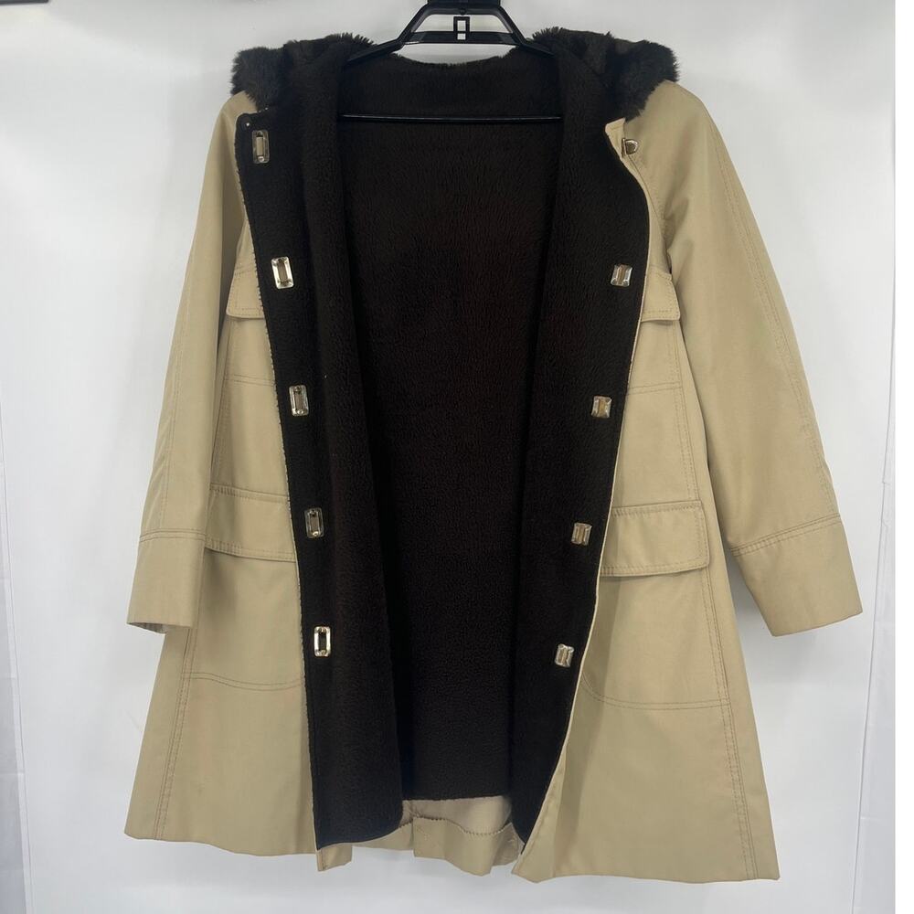 Vtg 80s Country Pacer Fur Trimmed Womens Coat Sz L 90s Heritage Old Money Safari - Picture 6 of 10